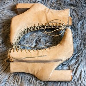 Suede Ankle Heeled Boots